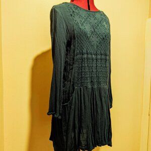 World Market Teal Dark Green embroidered Casual Mini Dress Size S/M